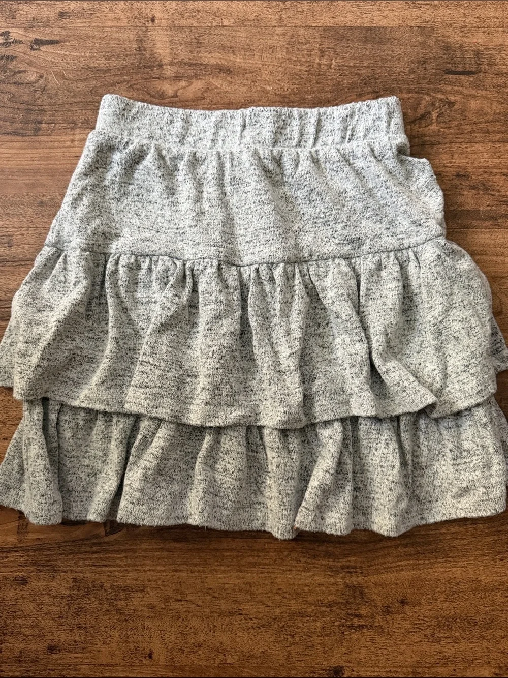 Tiered Ruffle Knit Skirt in Heather Gray girls 6/6x size